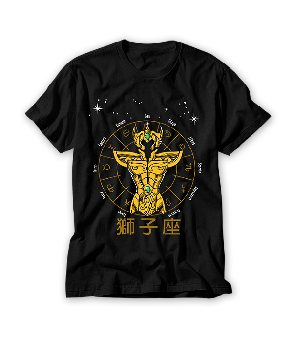 Camiseta Anime Zodíaco Leão Constelações Ouro Armaduras Cosmos #124