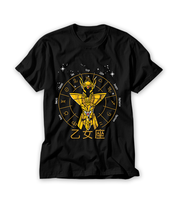 Camiseta Anime Zodíaco Virgem Constelações Ouro Armaduras Cosmos #128