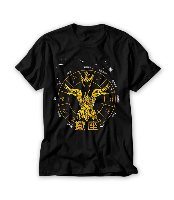 Camiseta Anime Zodíaco Escorpião Constelações Ouro Armaduras Cosmos #122
