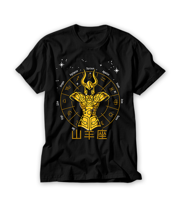 Camiseta Anime Zodíaco Capricórnio Constelações Ouro Armaduras Cosmos #121