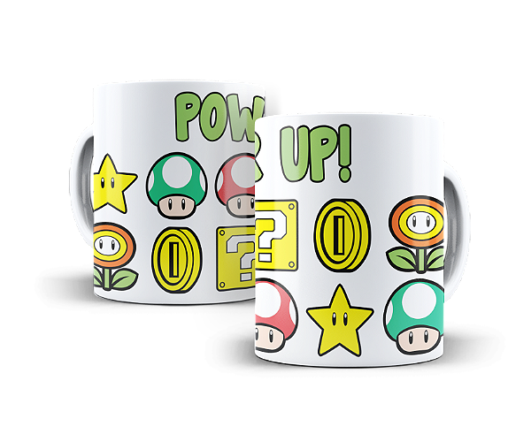 Caneca Gamer Geek Mario Power up #078