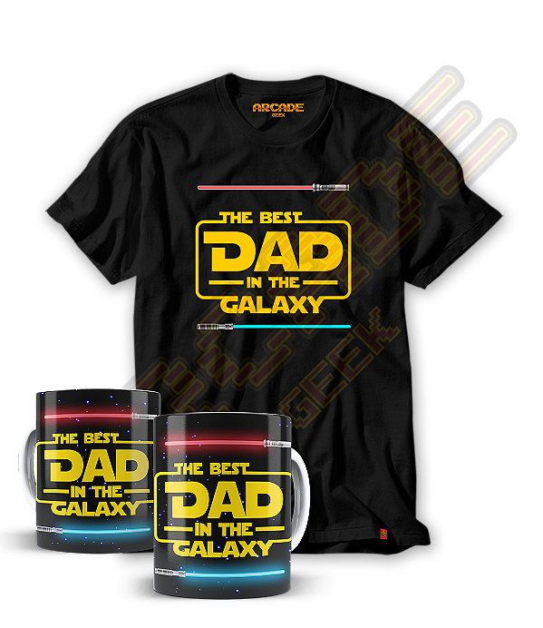 Camiseta e Caneca Geek Dia Dos Pais The Best Dad In The Galaxy Star #373