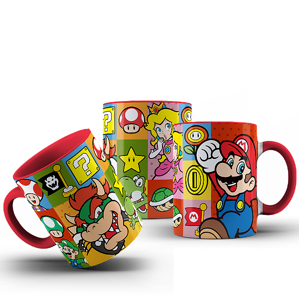 Caneca Gamer Mario Peach Bowser #493