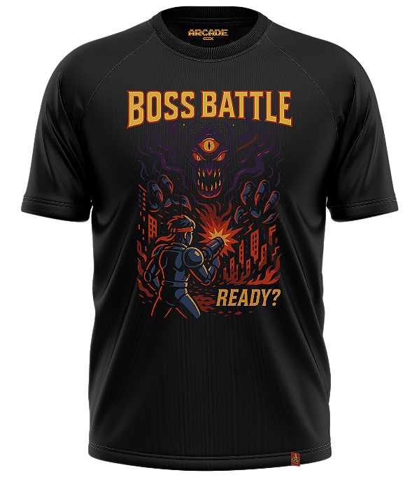 Camiseta Arcade Geek Gamer Boss Battle Ready Apocalipse #517