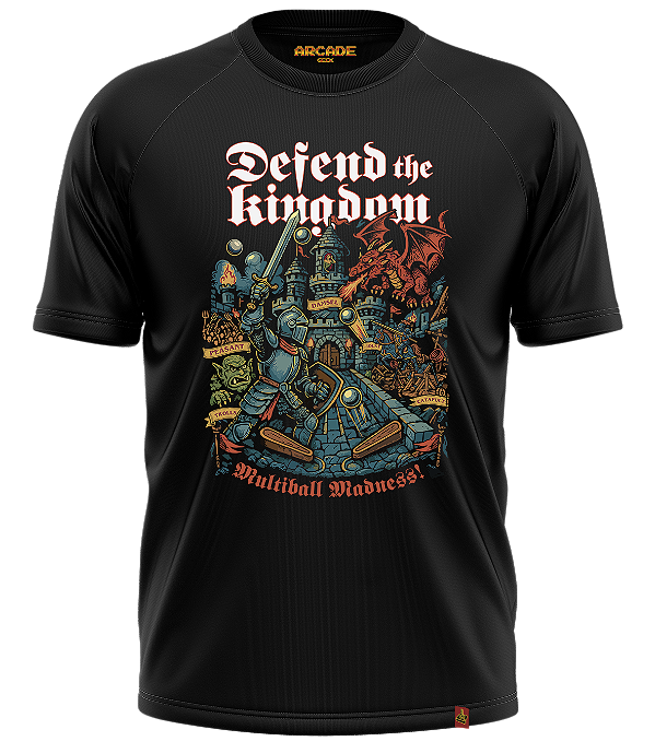 Camiseta ARCADE GEEK GAMER PINBALL DEFEND THE KINGDOM MEDIEVAL MULTIBALL MADNESS #535