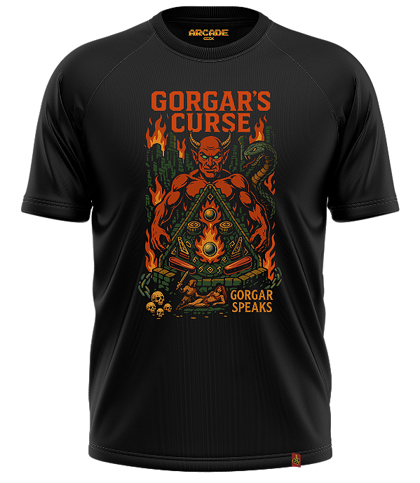 CAMISETA ARCADE GEEK GAMER PINBALL GORGAR CURSE SPEAKS FLIPERAMA NERD #536