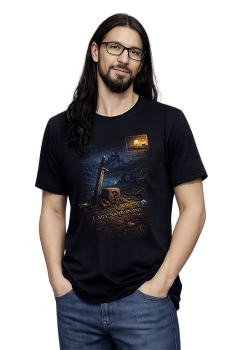 CAMISETA ARCADE GEEK GAMER LIFE LAST SAVE POINT RETRÔ REFERENCIA VIDEO GAME #560