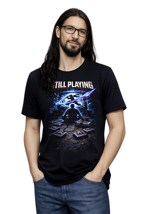 Camiseta Arcade Geek Life Gamer Still Playing Retrô Video Cartucho #564