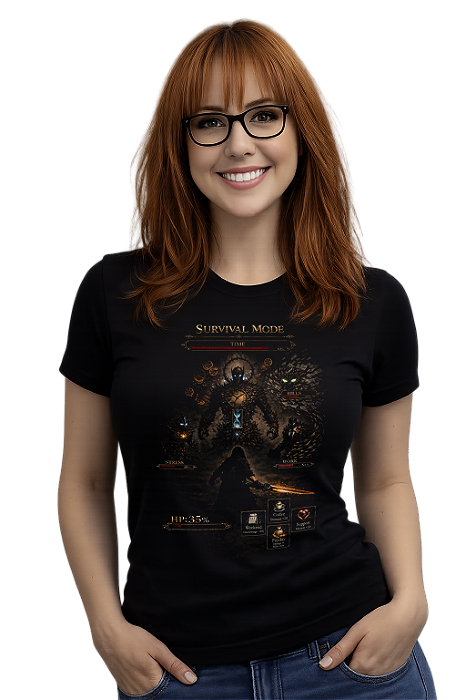 CAMISETA ARCADE GEEK SURVIVAL MODE GAMER LIFE WORK #565