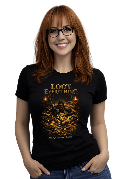 Camiseta RPG Loot Tesouro Dungeon Fantasia Gamer D20 roll for adventure