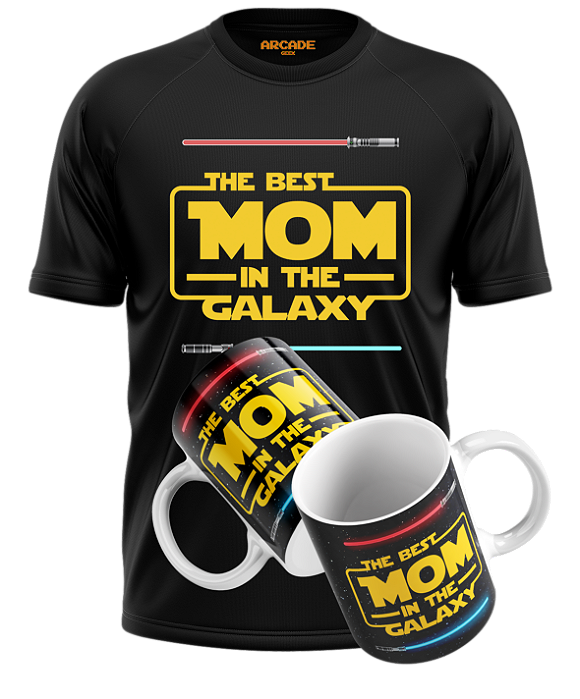 kit Camiseta caneca Dia das Mães Star Wars Melhor mãe da galáxia