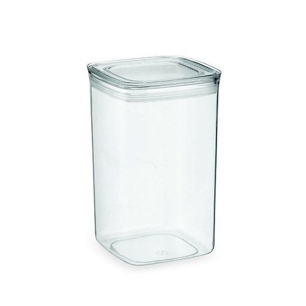 Pote Hermético Quadrado com Tampa Transparente Vedação Tripla - 2,3L