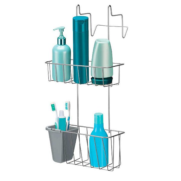 Porta Shampoo e Escova Dental para Box Cinza Arthi Tri-therm