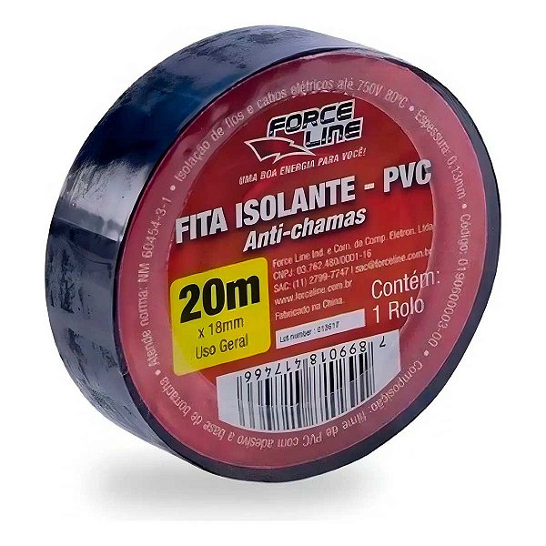 Fita Isolante Preta 20M 0.13X18MM Force Line