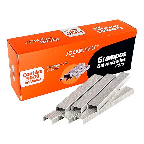 Grampo Galvanizado 26/6 Cx C/5000un Jocar Office