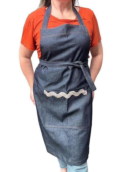 Avental jeans ondas