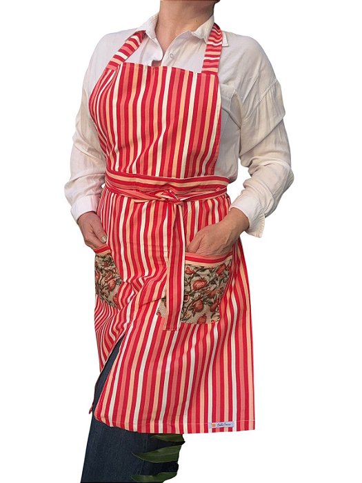 Coleção Celebre-se Avental Listras Vermelhas