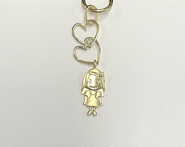 PINGENTE MENINA CORAÇÃO DUPLO - CP3136