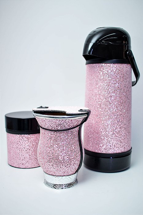 Bolsa para Chimarrão - Rosa com Brilho 5 Peças