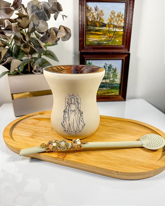 Kit Cuia Nude Fosca N.S. de Guadalupe + Bomba Inox c Flor