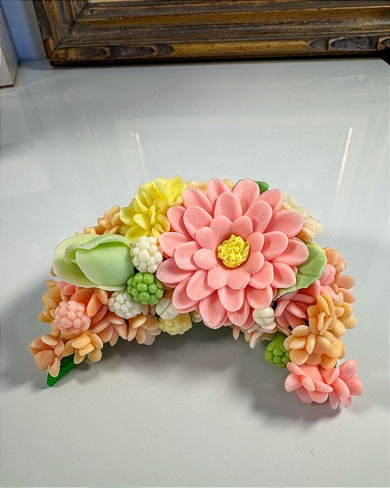 Tapa Erva de Biscuit com Flores e Margarida Rosa