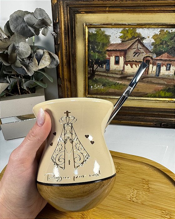 Kit Cuia Premium N. S. Aparecida + Bomba Inox –