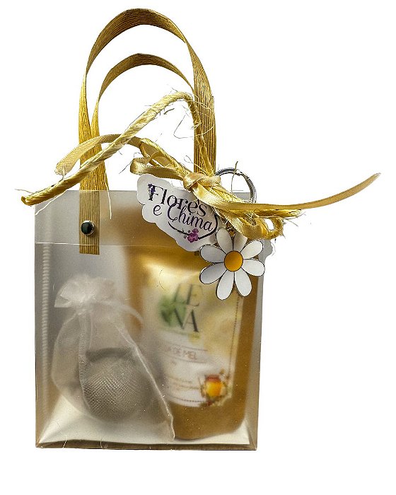 Presente de Natal, Chá de Mel, Infusor Rosa, Chaveiro Abelha