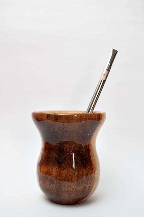 Kit Chimarrão - Cuia de madeira Natural com Bomba de Cavalo