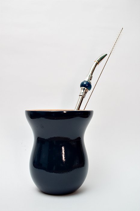 Kit Chimarrão - Cuia madeira e bomba - Azul Marinho