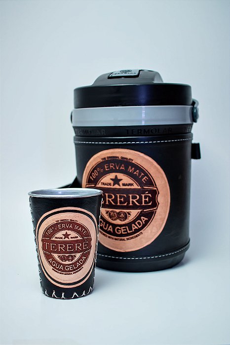 Garrafa Térmica 2,5l - Kit Tereré com Copo - Couro