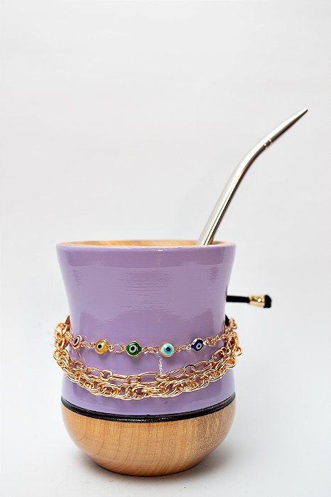 Kit Chimarrão - Cuia Roxa Premium c/ Choker e Bomba