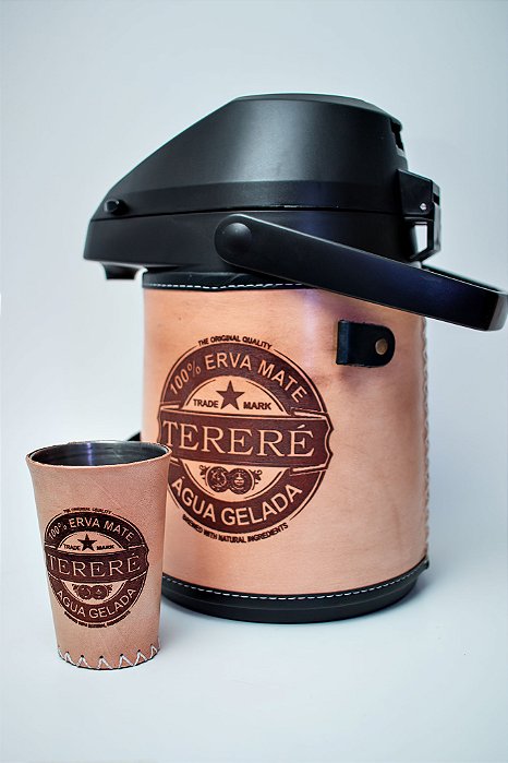 GARRAFA TERERE  EM COURO 2,5L - Inox com copo
