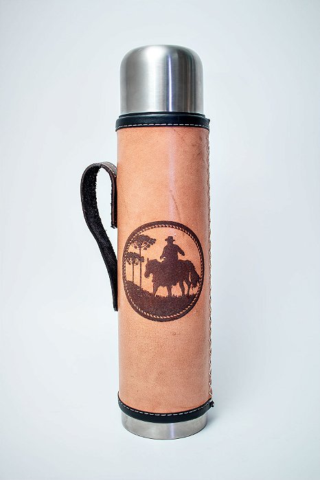 Garrafa Inox - 1l Couro Legitimo