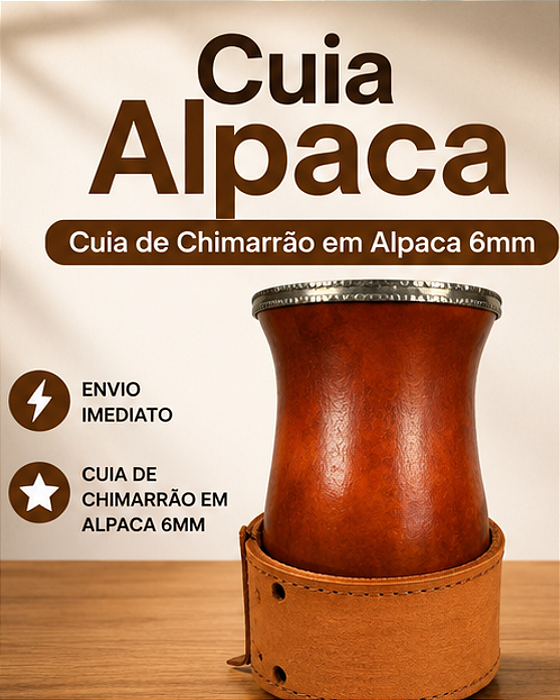 Cuia Chimarrão Porongo Bago de Touro Virola Alpaca 6mm Verm