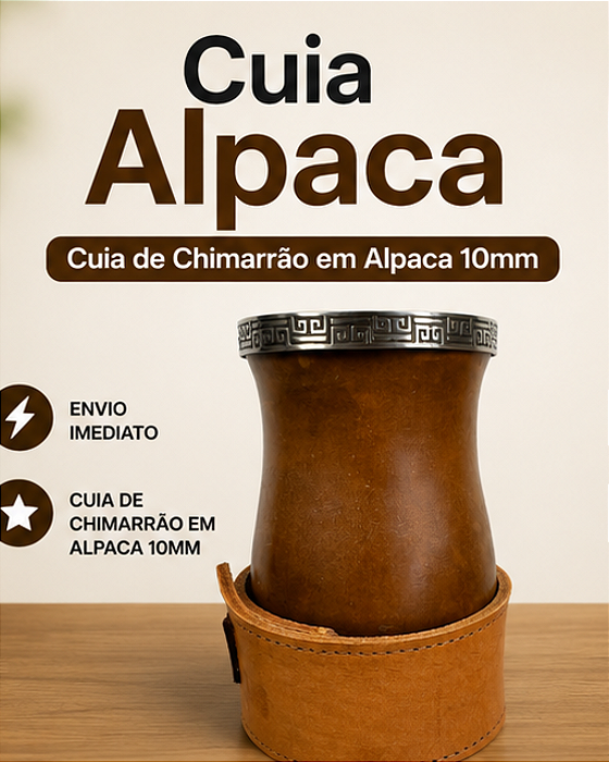Cuia Chimarrão Porongo Bago de Touro com Virola Alpaca 10mm