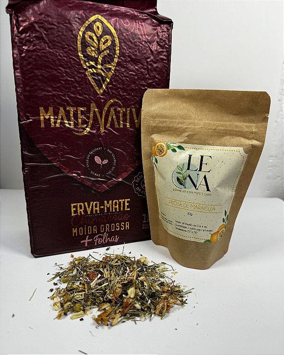 Kit Erva-Mate 1kg Mate Nativo Grossa + Prosa de Maracujá