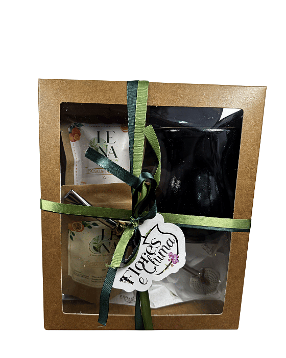 Kit Chimarrão Present Cuia Bomba preta Chás Maracujá Laranja