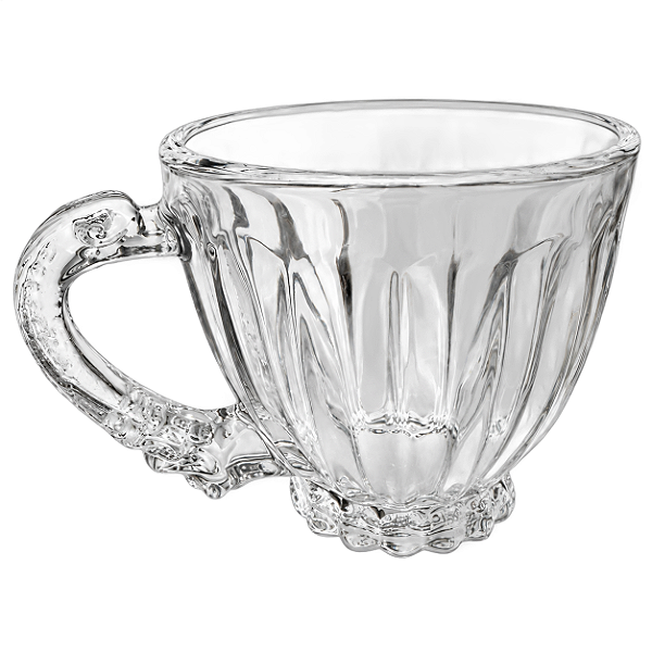 Caneca de Vidro Trabalhada 200ml para Café e Chá