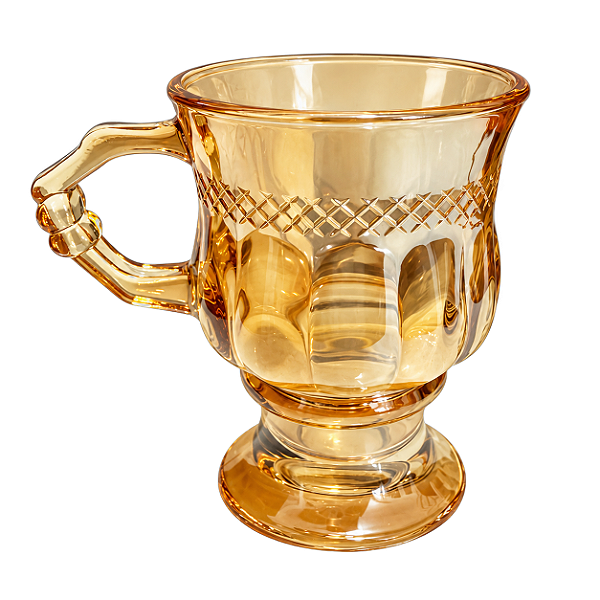 Caneca de Vidro Âmbar Trabalhada 142ml Café e Chá