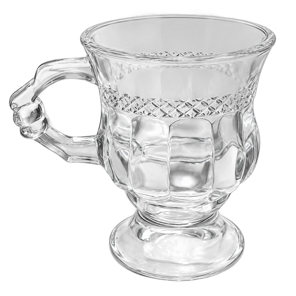 Caneca de Vidro Trabalhada 142ml para Café e Chá
