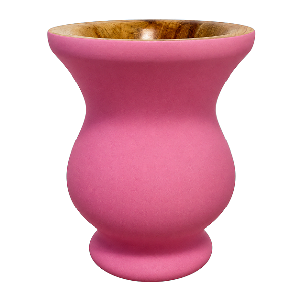 Cuia de Madeira Pônei Rosa Claro Fosca para Chimarrão