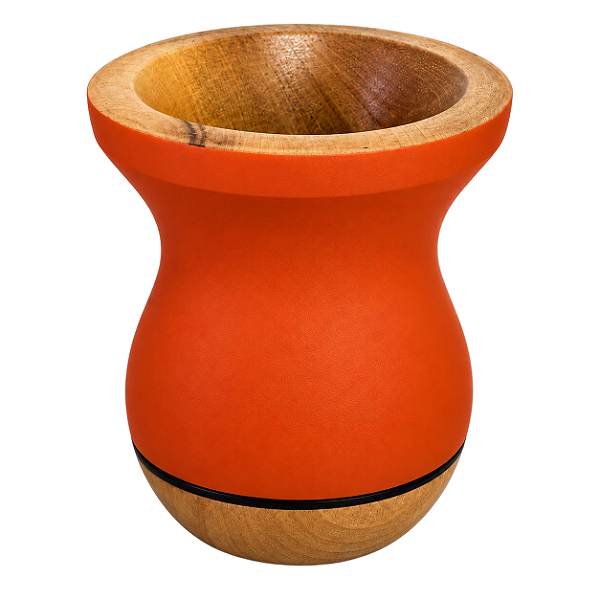 Cuia Bago Premium Laranja Fosca Madeira para Chimarrão