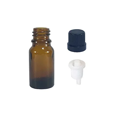 Frasco de Vidro Âmbar Com Batoque Gotejador 10ml Alto (20 Unidades)