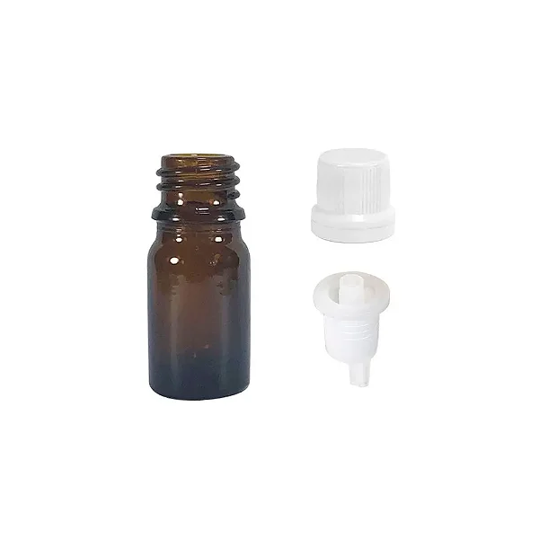 Frasco de Vidro Âmbar Com Batoque Gotejador 5ml (20 Unidades)