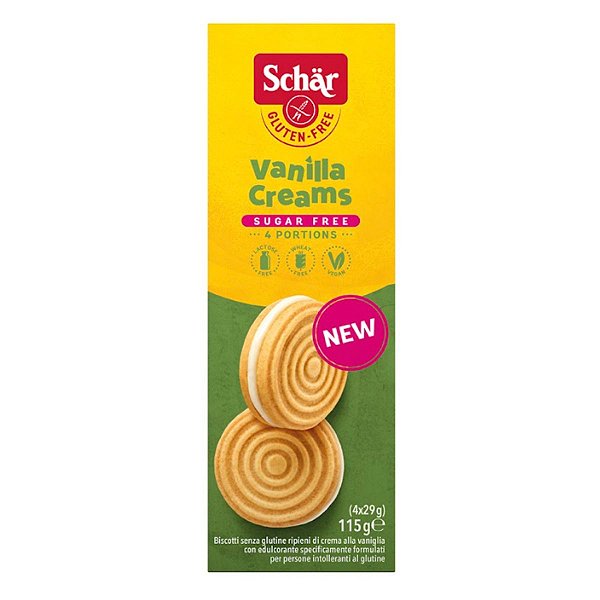 Biscoito Vanilla Creams Sem Gluten Zero Açucar 115g Schar