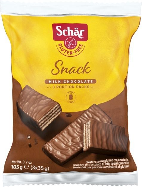 Biscoito Wafer Snack Avelã Cobertura Chocolate 105g Schar