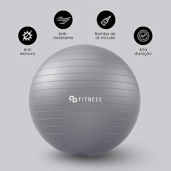 Bola Yoga Suiça Pilates Abdominal Gym 75cm Bomba Grátis