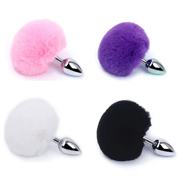 Plug Anal em Metal com Pompom Colorido 3R Impor