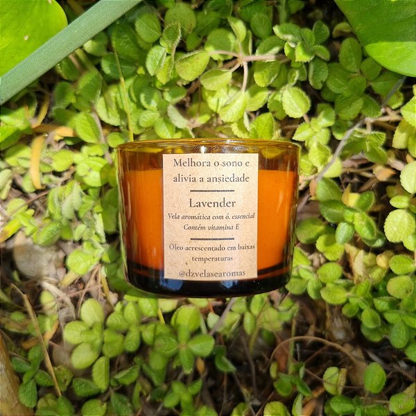 Vela Aromática Artesanal 100g vidro âmbar- Feita com Ceras Vegetais, Essências limpas e Pavio de Algodão