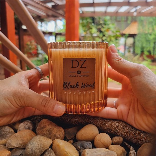 Vela Aromática Artesanal - 280g vidro âmbar Chanfrado